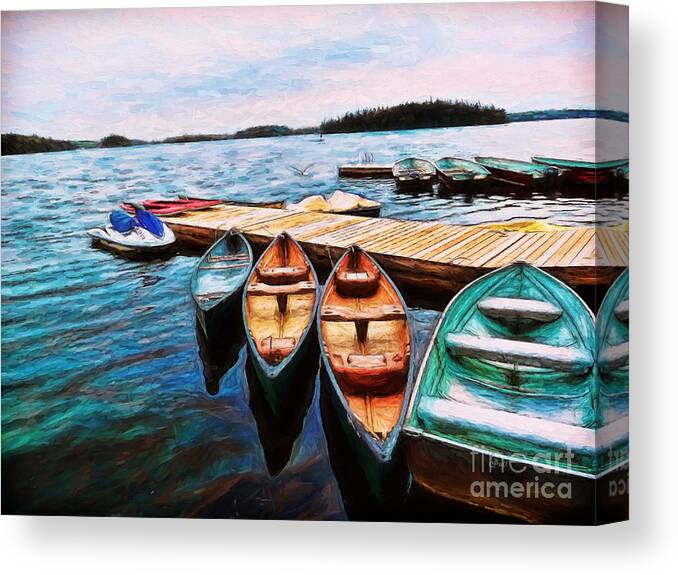 Boats Canvas Print featuring the photograph Boats Are Waiting by Claire Bull