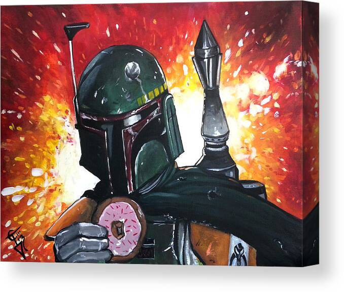 Boba Fett Canvas Print featuring the painting Boba with Sprinkles by Tom Carlton