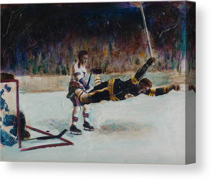 Hockey Canvas Print featuring the painting Bobby Orr by Charles Bickel