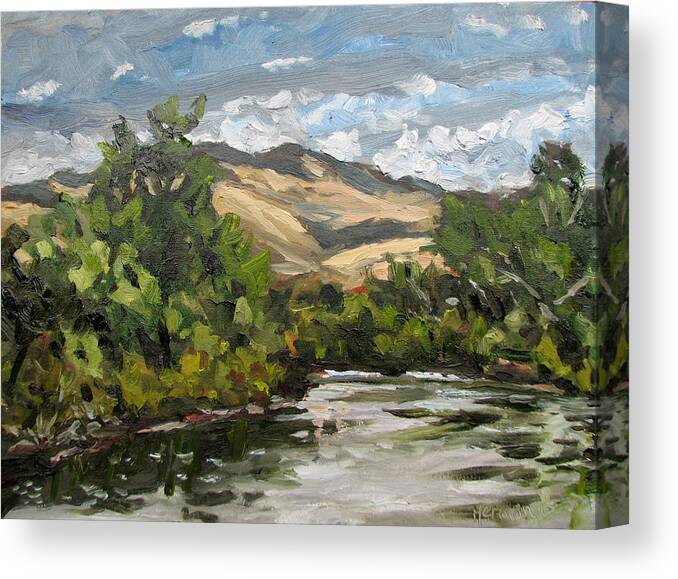 Boise Canvas Print featuring the painting Boise River at Barber Park by Les Herman