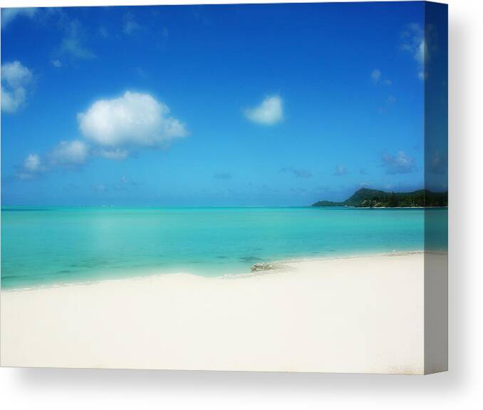 Bora Bora Canvas Print featuring the photograph Bora Shades of Blue and White by Julie Palencia