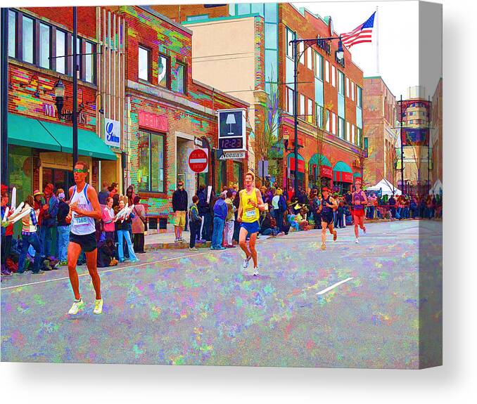 Marathon Canvas Print featuring the photograph Boston Marathon Mile Twenty Two by Barbara McDevitt