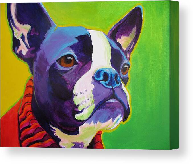 Boston Canvas Print featuring the painting Boston Terrier - Ridley by Dawg Painter