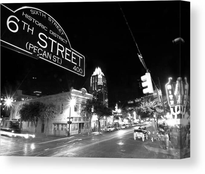 Austin Canvas Print featuring the photograph Bright Lights at Night by John Gusky