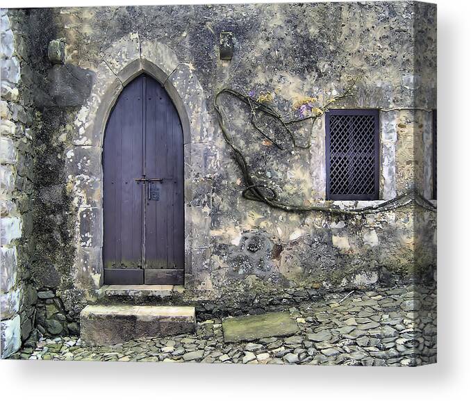 Brown Canvas Print featuring the photograph Brown Rustic Wood Door of Medieval Europe by David Letts