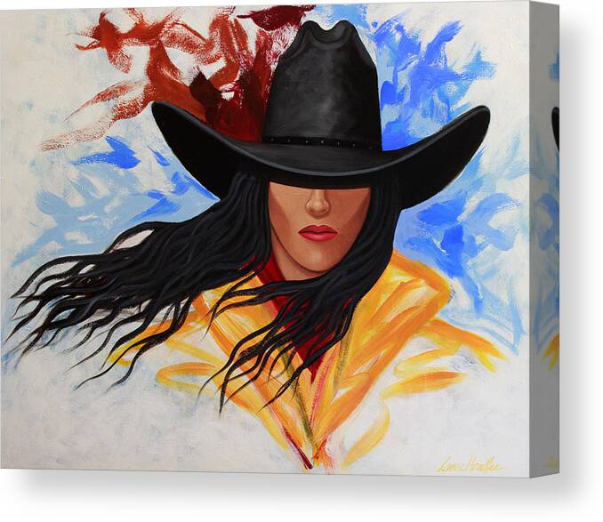 Cowgirl Canvas Print featuring the painting Brushstroke Cowgirl #3 by Lance Headlee