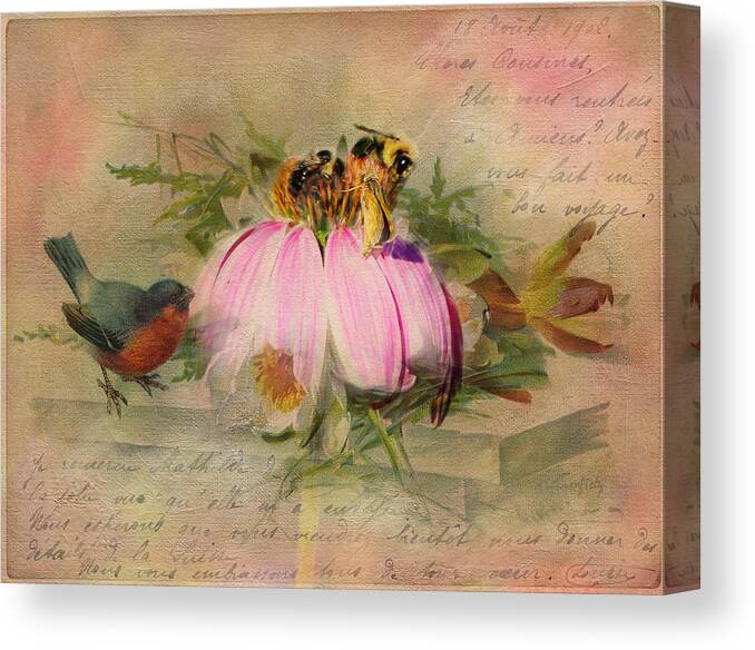 Bumble Bees Canvas Print featuring the photograph Busy as a Bee by Melinda Dreyer