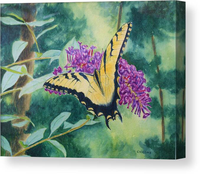Butterfly Canvas Print featuring the painting Butterfly Bush by Jill Ciccone Pike
