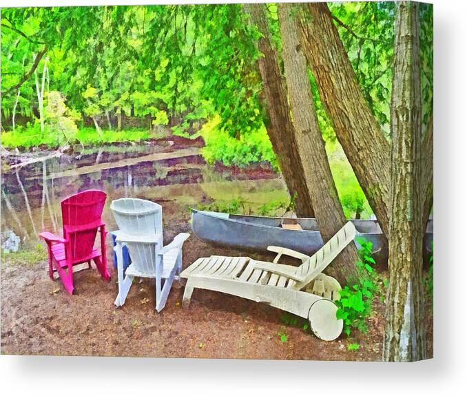 River Canvas Print featuring the digital art Camping on the Crystal River by Digital Photographic Arts