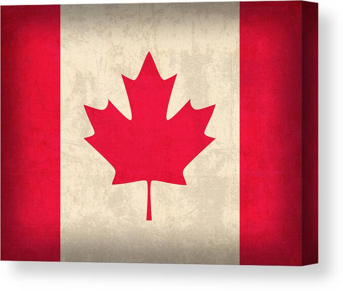 Canada Canvas Print featuring the mixed media Canada Flag Vintage Distressed Finish by Design Turnpike