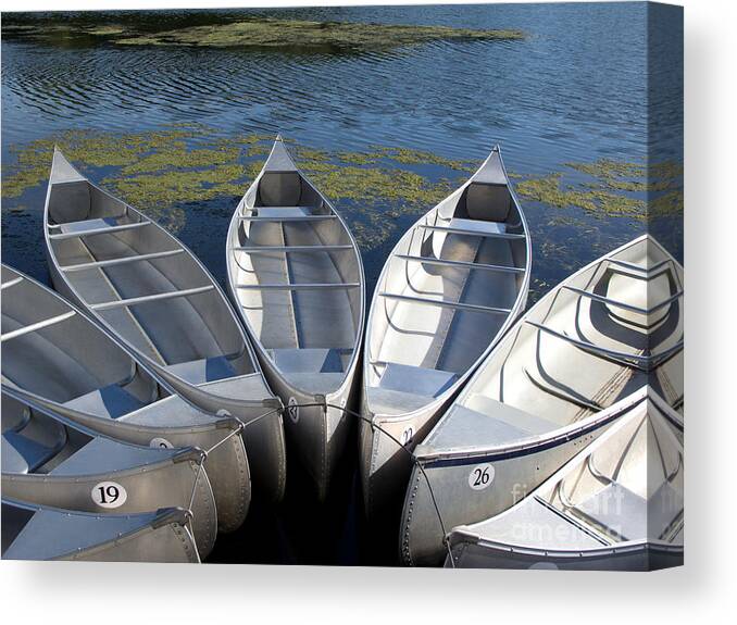 Canoes Canvas Print featuring the photograph Canoes by Ann Horn