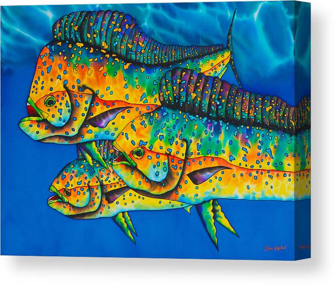 Mahi Mahi Canvas Print featuring the painting Caribbean Mahi Mahi - Dorado Fish by Daniel Jean-Baptiste