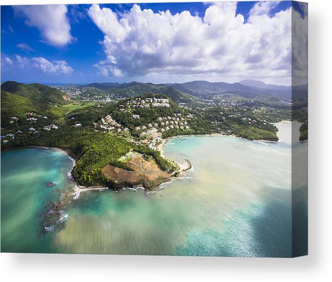 Scenics Canvas Print featuring the photograph Caribbean, St. Lucia, Choc Bay, aerial photo of Calabash Cove Resort by Westend61