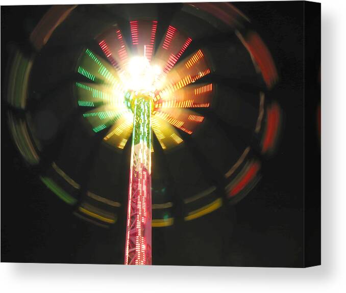 Carnival Ride Canvas Print featuring the photograph Carnival Ride at Night by Connie Fox