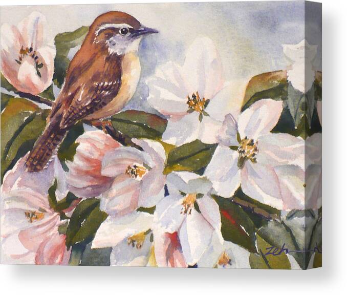Bird Canvas Print featuring the painting Carolina Wren by Janet Zeh
