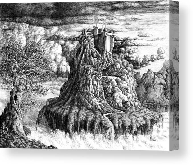 Fantasy Landscape Canvas Print featuring the drawing Castles Made of Sand by Peter Rashford