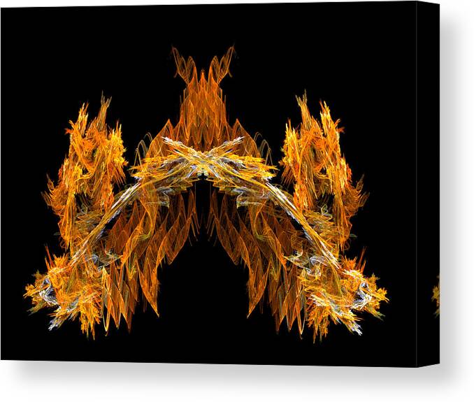 Fire Canvas Print featuring the digital art Cave of the Fire Creature by R Thomas Brass