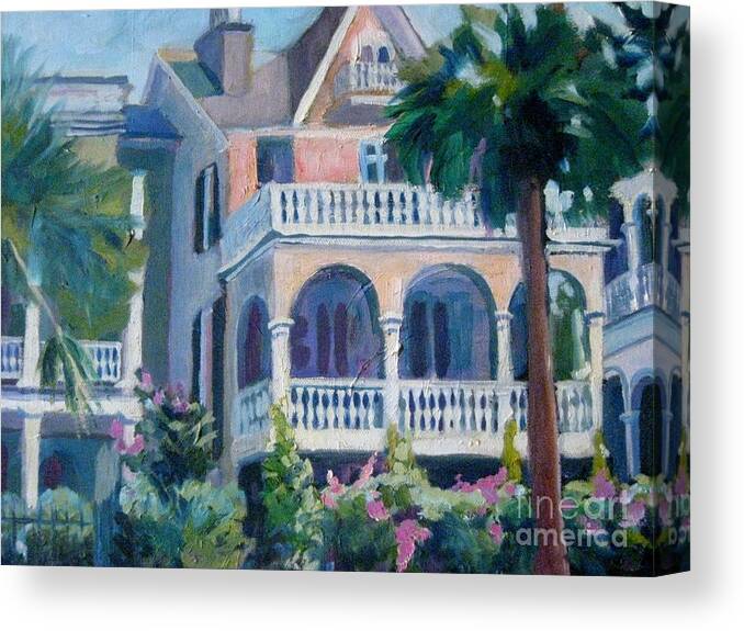 Oil Canvas Print featuring the painting Charleston Historic Homes by Gretchen Allen