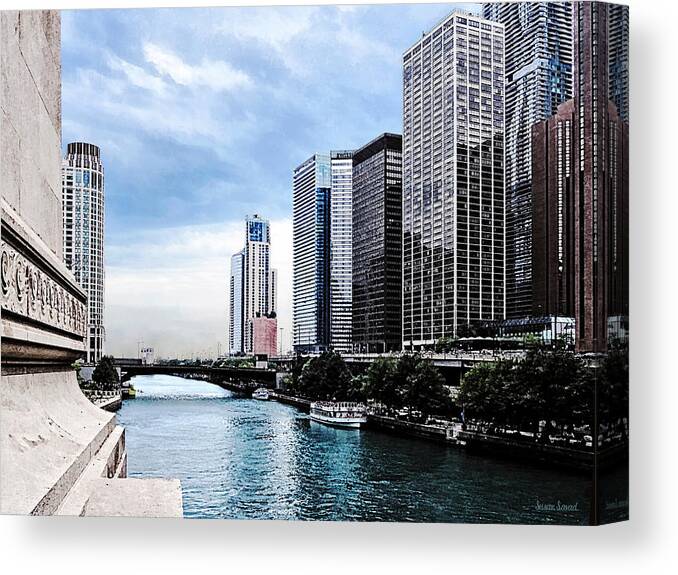 Chicago Canvas Print featuring the photograph Chicago - View From Michigan Avenue Bridge by Susan Savad