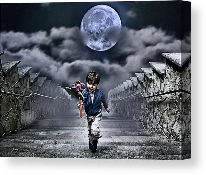 Boy Canvas Print featuring the photograph Child Of The Moon by Joachim G Pinkawa
