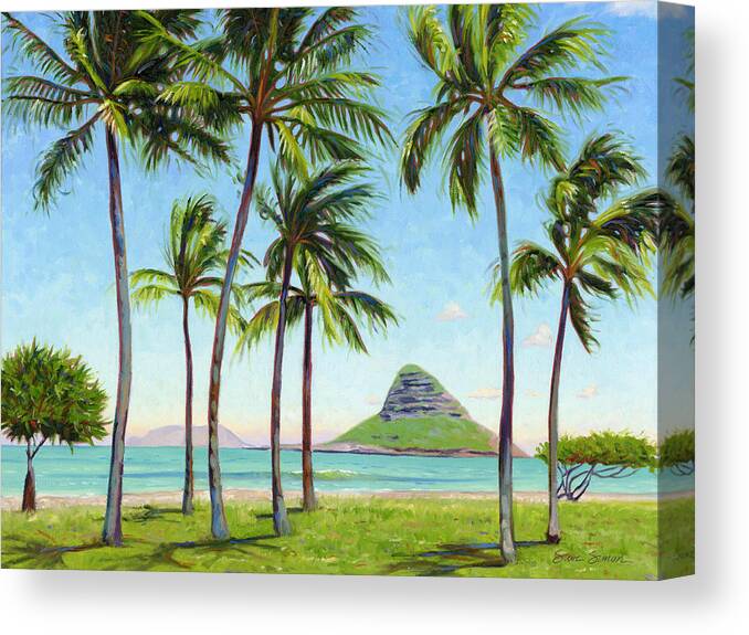 Chinamans Hat Canvas Print featuring the painting Chinamans Hat - Oahu by Steve Simon