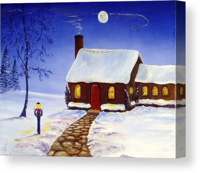 Winter Painting Canvas Print featuring the painting Christmas Eve by Lee Piper