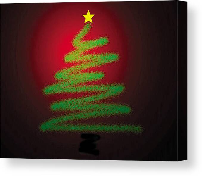 Christmas Canvas Print featuring the digital art Christmas Tree With Star by Genevieve Esson