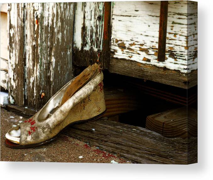Shoe Canvas Print featuring the photograph Cinderellas Slipper by Sherry Dooley