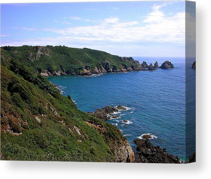 Guernsey Canvas Print featuring the photograph Cliffs On Isle of Guernsey by Bellesouth Studio