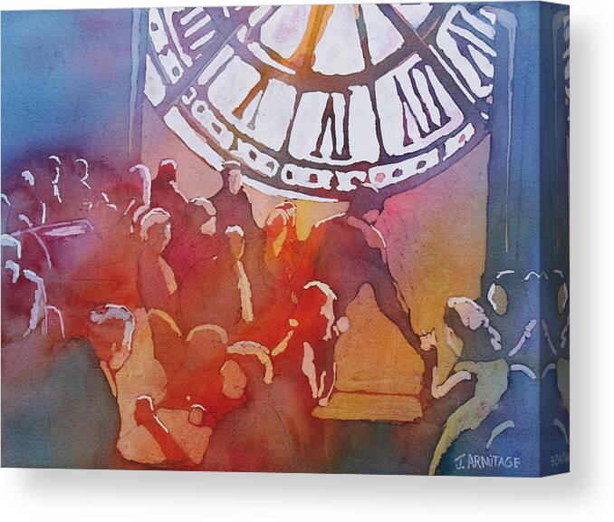 Paris Canvas Print featuring the painting Clock Cafe by Jenny Armitage