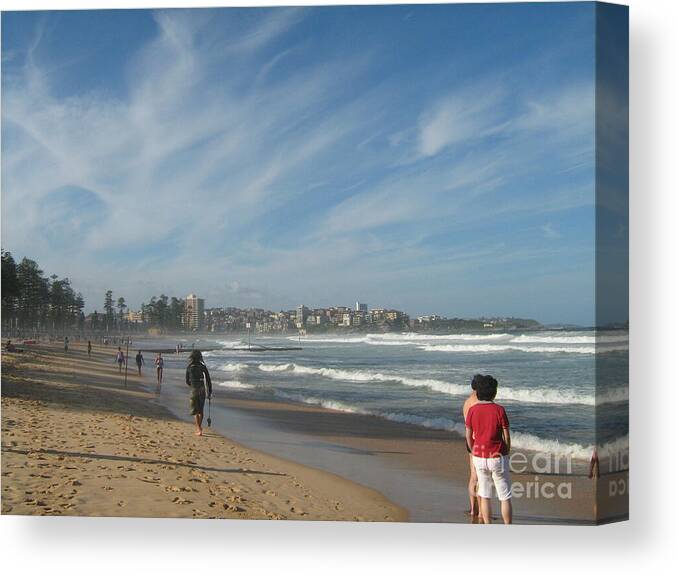 Beach Canvas Print featuring the photograph Clouds over Manly Beach by Leanne Seymour