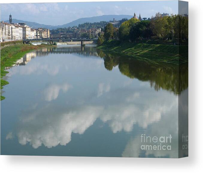 Florence Canvas Print featuring the photograph Reflected Clouds - River Arno - Florence - Italy by Phil Banks