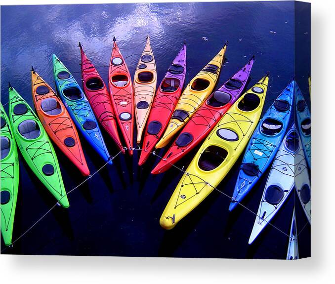 Kayak Canvas Print featuring the photograph Clustered Kayaks by Owen Weber