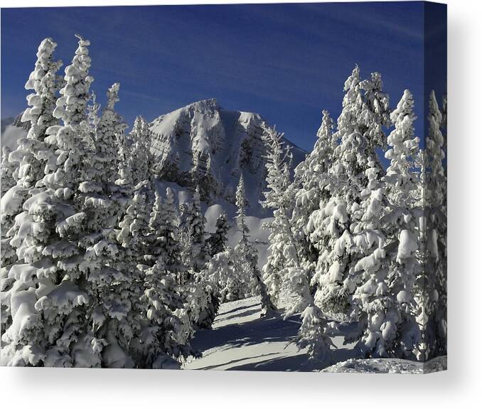 Cody Peak Canvas Print featuring the photograph Cody Peak After a Snow by Raymond Salani III