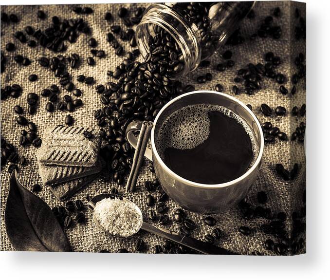 Rustic Canvas Print featuring the photograph Coffee V by Marco Oliveira