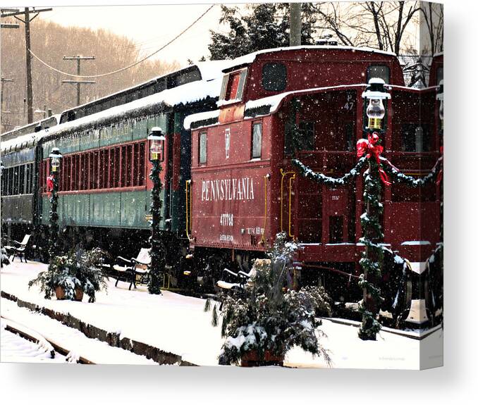 Colebrookdale Railroad Canvas Print featuring the photograph Colebrookdale Railroad in Winter by Dark Whimsy
