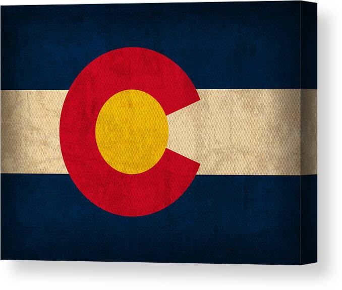 Colorado State Flag Art On Worn Canvas Canvas Print featuring the mixed media Colorado State Flag Art on Worn Canvas by Design Turnpike