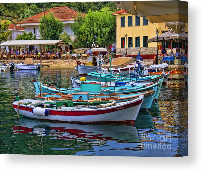 Kefalonia Canvas Print featuring the photograph Colours of Greece by Gillian Singleton