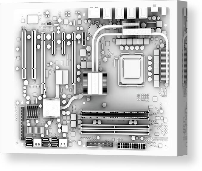 Artwork Canvas Print featuring the photograph Computer Motherboard by Pasieka