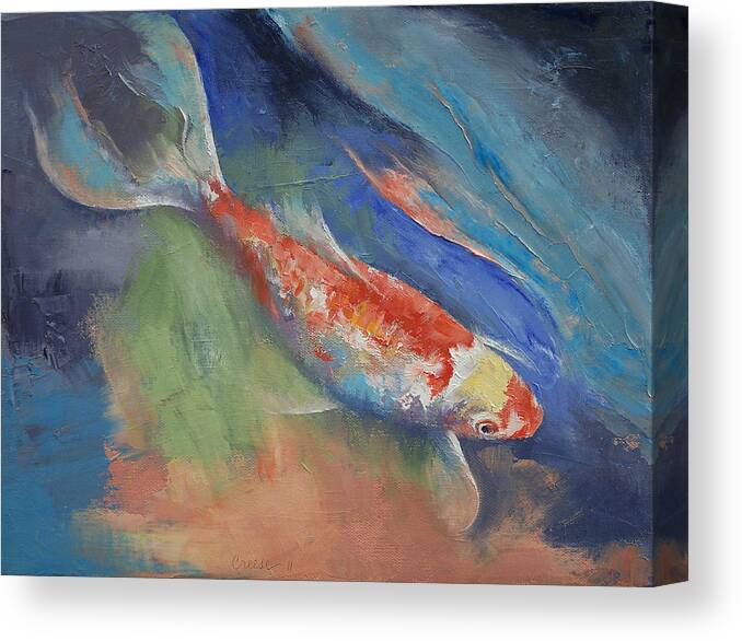 Coral Canvas Print featuring the painting Coral and Moonstone by Michael Creese