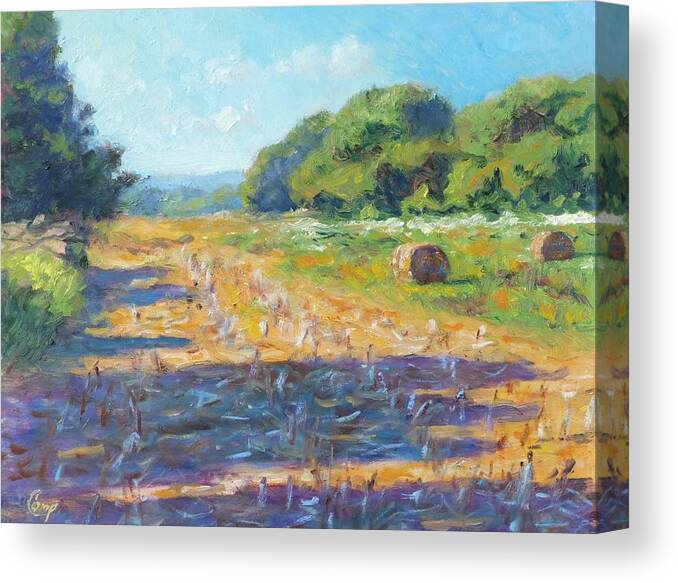 Impressionism Canvas Print featuring the painting Corn Stubble in Late July by Michael Camp