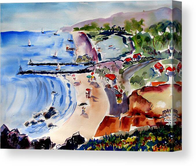 Beach Canvas Print featuring the painting Corona Del Mar by John Dunn