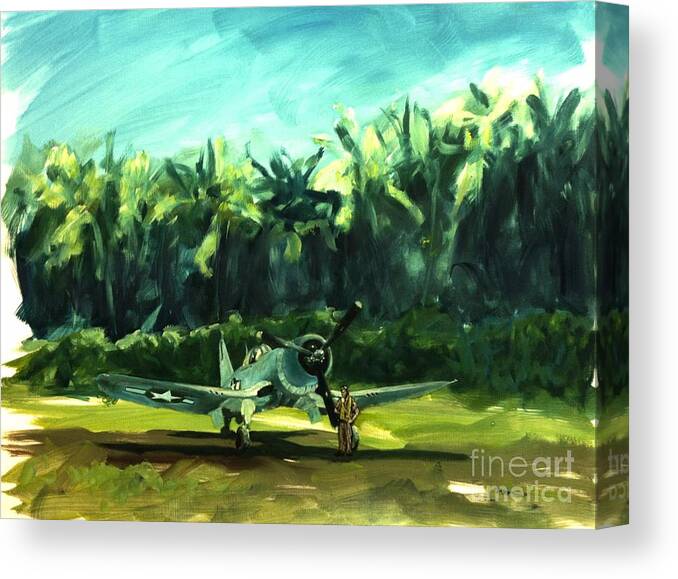 Corsair Canvas Print featuring the painting Corsair in Jungle by Stephen Roberson