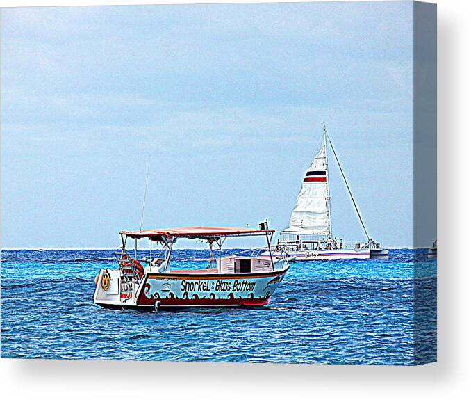 Cozumel Excursion Boats Canvas Print featuring the photograph Cozumel Excursion Boats by Debra Martz