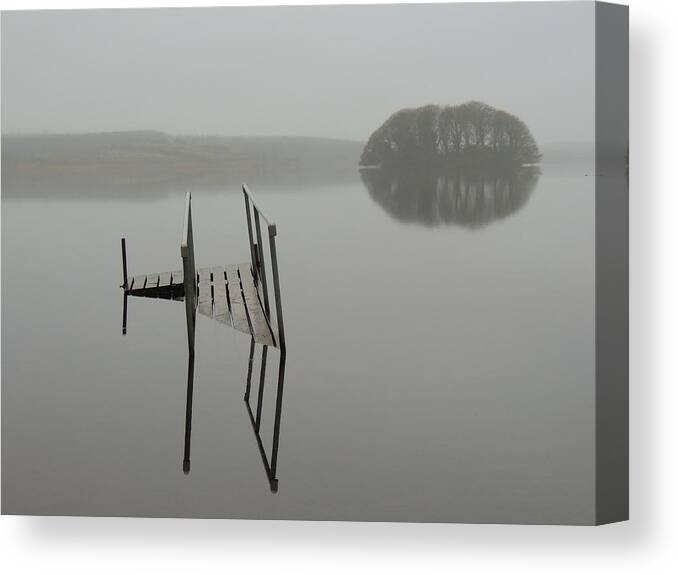 Irish Mist Canvas Print featuring the photograph Crannog at Lake Knockalough by James Truett