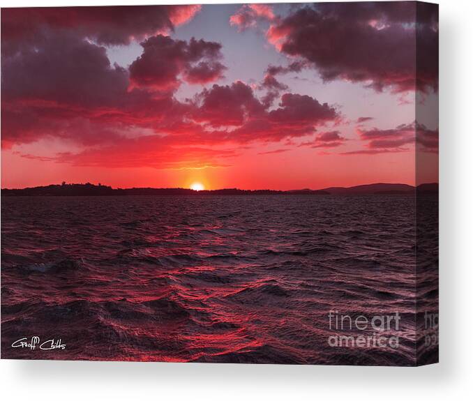 Sunset Canvas Print featuring the photograph Crimson Eye - Coastal Sunset   by Geoff Childs