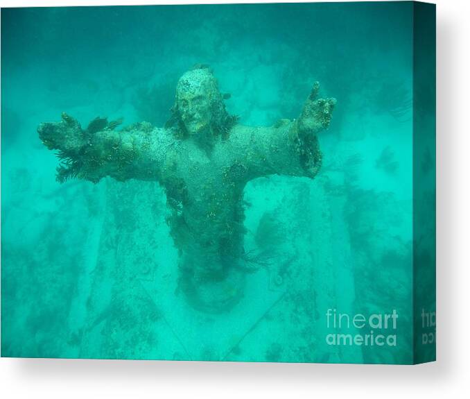 Christ Of The Abyss Canvas Print featuring the photograph Christ Of The Abyss by Adam Jewell