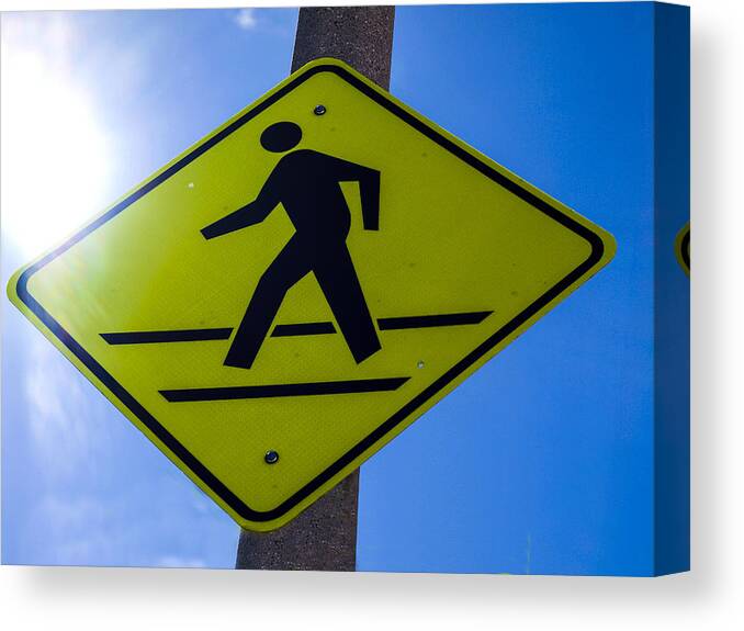 Rebecca Dru Photography Canvas Print featuring the photograph Cross Walk Sign in WEHO by Rebecca Dru