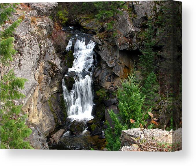 Art For The Wall...patzer Photography Canvas Print featuring the photograph Crystal Falls by Greg Patzer