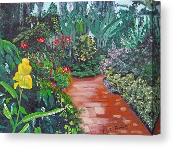 Cypress Gardens In Florida Canvas Print featuring the painting Cypress Gardens by Luis F Rodriguez